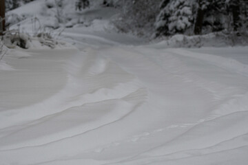 Snowy road in the countryside