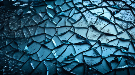 blue cracked glass texture wallpaper, created with generative ai