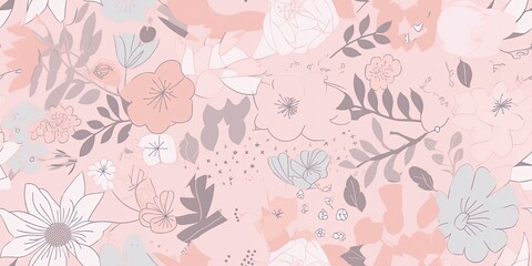 Flower drawing pattern, tile, repeating, Created with generative AI tools