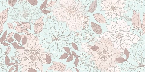 Flower drawing pattern, tile, repeating, Created with generative AI tools