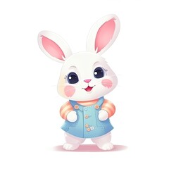 Naklejka na ściany i meble Adorable Easter Bunny cartoon on a white background. Generative AI