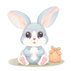 Obraz premium Adorable Easter Bunny cartoon on a white background. Generative AI