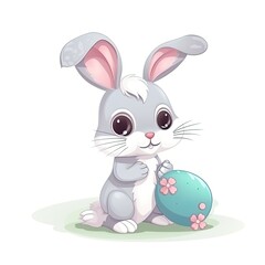 Obraz na płótnie Canvas Adorable Easter Bunny cartoon on a white background. Generative AI