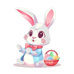 Adorable Easter Bunny cartoon on a white background. Generative AI