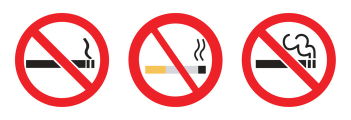 No smoking sign vector set on white background
