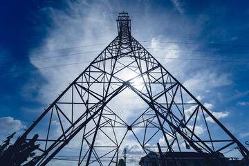 Structure pattern view of high voltage pole power transmission tower