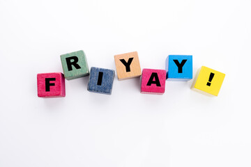 Obraz premium Fri-yay coloured wooden cubes