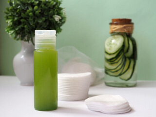Fresh homemade cucumber skin lotion or toner