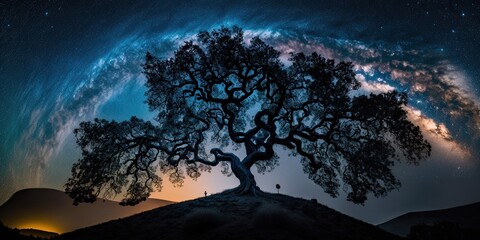 Tree with Sunset, generative ai