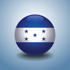 Honduras flag. Round glossy. Isolated on color gradient background