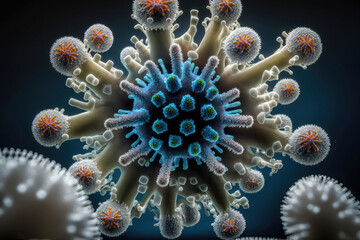 Fototapeta premium AI generated medical illustration of virus bacteria microbe cancer cell isolation different colors