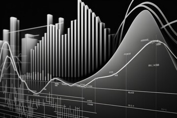 Trading market financial graphs and glowing lines diagram on digital neural network AI generated art