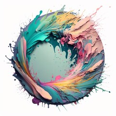 Fototapeta na wymiar Pastel wet paint splatter in a circle , Generative Ai