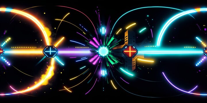 Photo of colorful circles and lights on a black background