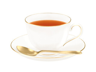 ゴールドラインが入ったシンプルでおしゃれな紅茶(ティーカップ、ソーサー、スプーン)