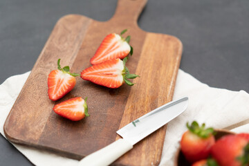 strawberries on a board