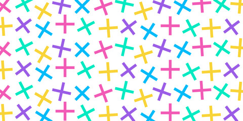 Colorful memphis style geometric pattern on white background. Vector illustration