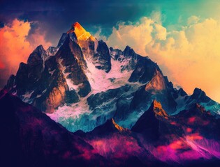 Fototapeta na wymiar A majestic mountain range, generative AI