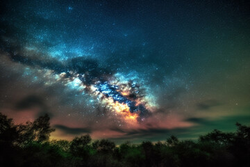 Fototapeta na wymiar Night sky with unusual nebula. AI Generated