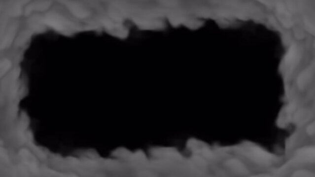 White smoke frame blowing swirling looping on alpha background in 4K