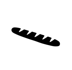 Vector isolated one single long wheat white bread loaf baguette ciabatta colorless black and white outline silhouette shadow shape