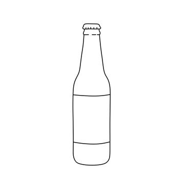 Vector isolated one single simple glass bottle 0.5 l  colorless black and white contour line easy drawing