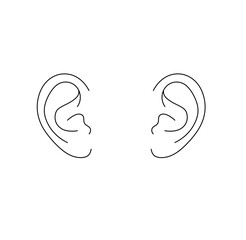 Vector isolated two pair human ears mirror symmetrical  colorless black and white contour line easy drawing