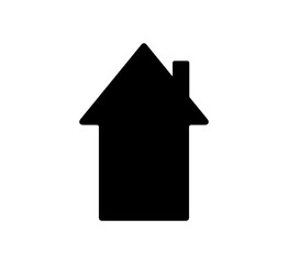 Vector isolated one single simplest geometric village house with triangle roof and chimney  colorless black and white outline silhouette shadow shape