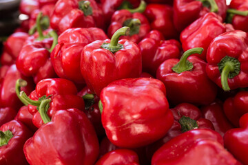 red pepper on market counter