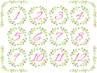 Baby monthly milestone stickers. Baby shower design elements. Birthday icons. Vector illustration.