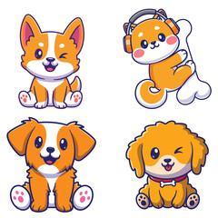 Set of  Cute Dogs created by using generative artificial intelligence tools