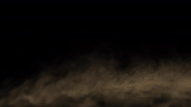 Ground dust smoke blowing on alpha background 