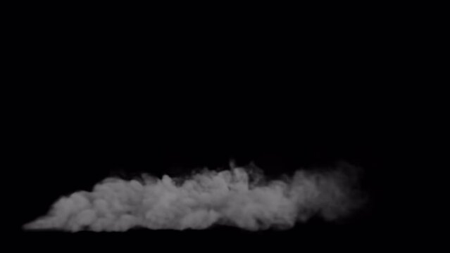 White ground smoke blowing looping on alpha background in 4K