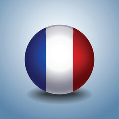 France flag. Round glossy. Isolated on color gradient background