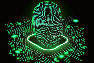 Hacking digital biometric fingerprint security concept.