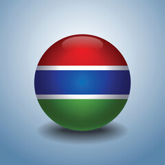Gambia flag. Round glossy. Isolated on color gradient background