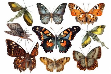 Naklejka premium set of butterflies isolated