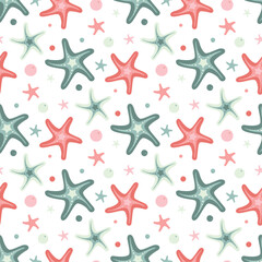 Fototapeta na wymiar seamless seamless sea star, starfish pattern and background vector illustration