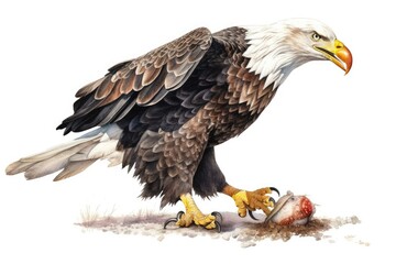 Bald eagle catching prey. isolated on white background