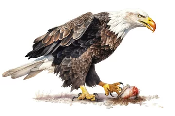 Foto op Plexiglas Bald eagle catching prey. isolated on white background © Man888