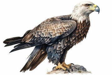 Obraz premium Bald eagle hunting isolated on white