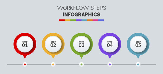 Infographics design template and icons with 5 options or 5 steps
