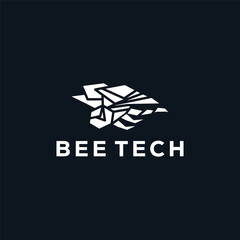 Tech bee logo design vector template	