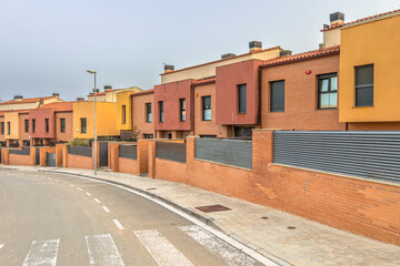 Modern row houses in earth colors