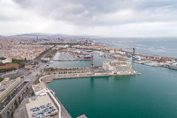 Fototapeta na wymiar View Point Of Barcelona in Spain. Harbor of Barcelona in Background. Mediterranean Sea in Background.