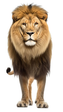 lion standing , isolated on transparent background cutout , generative ai © klarwork