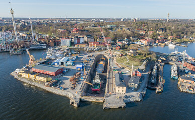 Ship Repair Dock Yard in Stockholm, Sweden.