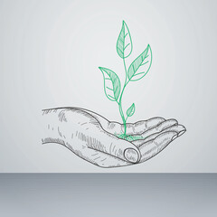 hand holding green plant