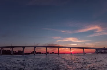 Papier Peint photo autocollant Clearwater Beach, Floride Sunset in Clearwater Beach, Florida. Landscape. Gulf of Mexico. Bridge. USA