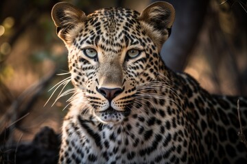 Fototapeta na wymiar A young leopard was spotted while on safari in South Africa. Generative AI